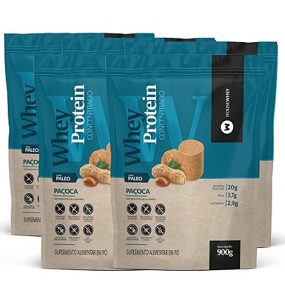 KIT PAÇOCA LOVERS IV - 05 un WHEY PROTEIN CONCENTRADO - PAÇOCA - 900g + FRETE GRÁTIS!