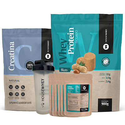 KIT FITNESS - WHEY PROTEIN ISOLADO PAÇOCA + CAIXA MIX SACHÊS WHEY PROTEIN ISOLADO + CREATINA + SQUEEZE + FRETE GRÁTIS!