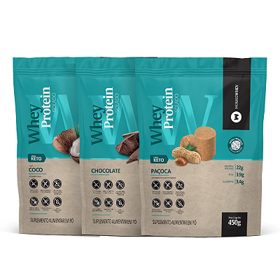 COMBO TOP 3 SABORES - WPI - Coco + Chocolate + Paçoca - 450g