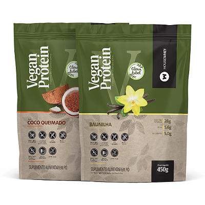 COMBO TOP 2 SABORES I - VEGAN PROTEIN - Coco Queimado + Baunilha - 450g