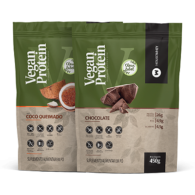 COMBO TOP 2 SABORES II - VEGAN PROTEIN - Coco Queimado + Chocolate - 450g