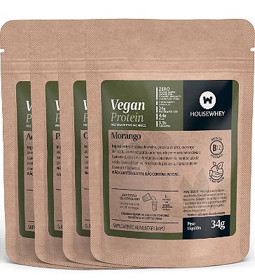 VEGAN PROTEIN - MIX DE SABORES - caixa com 15 sachês de 36g