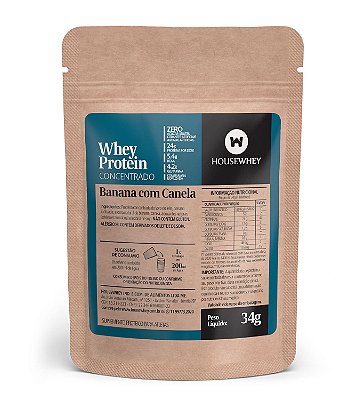 WHEY PROTEIN CONCENTRADO - BANANA COM CANELA - caixa com 15 sachês de 34g