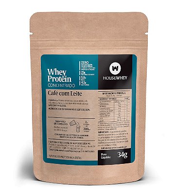 WHEY PROTEIN CONCENTRADO - CAFÉ COM LEITE - caixa com 15 sachês de 34g