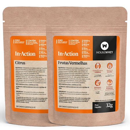 IN-ACTION -  caixa mix de sabores Citrus e Frutas Vermelhas - 15 sachês individuais de 32g