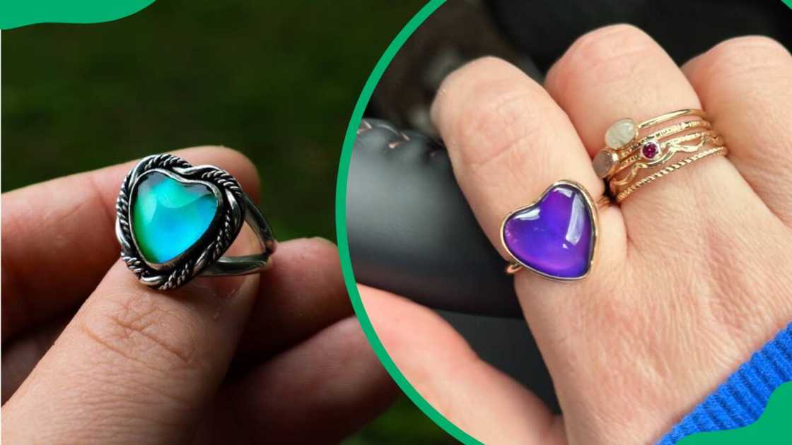 A blue and purple mood rings.