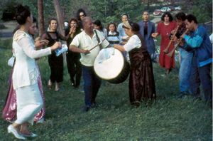 Roma dancing in Skopje, North Macedonia