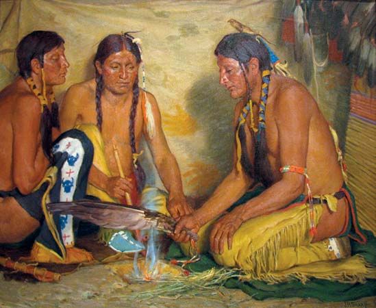 Joseph Henry Sharp: Making Sweet Grass Medicine, Blackfoot Ceremony