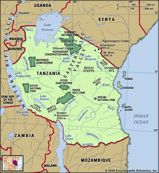 Physical features of Tanzania