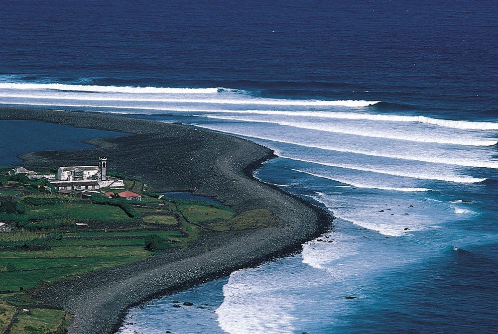 Farm on the northern coast of Sao Jorge Island, Azores.