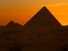 Sunset over the Great Pyramids of Giza, Egypt.