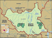 Physical features of South Sudan.