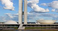 The National Congress of Brazil in Brasilia City capital of Brazil. Brazilian National Congress designed by Oscar Niemeyer a Brazilian architect specializing in international modern architecture.