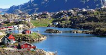 Town of Sisimiut located on the coast of the Davis Strait on Kangerluarsunnguaq Bay, Greenland