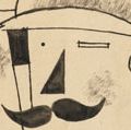 "Deux Fantassins Casques (Two Helmeted Infantrymen)" Roger de La Fresnaye, 1917. Pen and black ink with wash, 30.8x19.4 cm