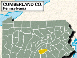 Locator map of Cumberland County, Pennsylvania.