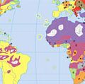 Map showing World distribution of the major religions.