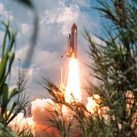 The Space Shuttle Columbia soars from Launch Pad 39A on July 1 1997 to begin the 16-day STS-94 Microgravity Science Laboratory-1 (MSL-1) mission.