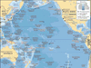 The Pacific Ocean, with depth contours and submarine features