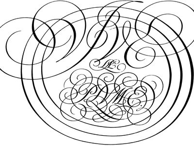 Monogram by George Bickham, from The Universal Penman, 1743.