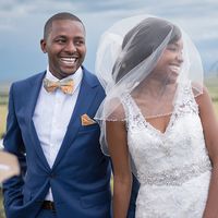 Smiling Bride and Groom at Wedding Ceremony