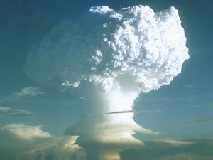 View footage of the first test of a hydrogen bomb carried out by the United States in the Marshall Islands