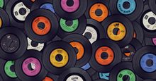 Scattered vinyl records 45s. (music)