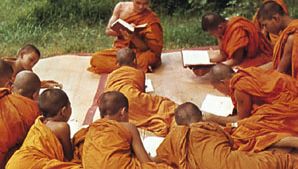 Young Tai pupils studying in a Buddhist monastery