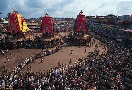 The Chariot Festival of the Jagannatha temple, Puri, Orissa, India.