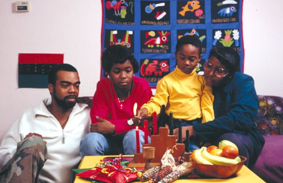 Family celebrating Kwanzaa