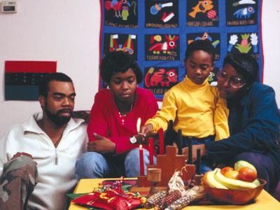 Family celebrating Kwanzaa