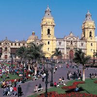 Cathedral, Plaza de Armas, Lima, Peru.