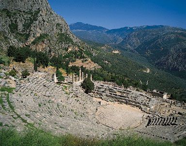 Delphi: theatre and Temple of Zeus