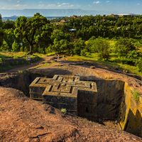 Church of Saint George (Bet Giyorgis), Lalibela, Ethiopia. UNESCO World Heritage site.