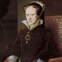 Mary I of England painted by Anthonis Mor, 1554; in the collection of the Prado, Madrid.