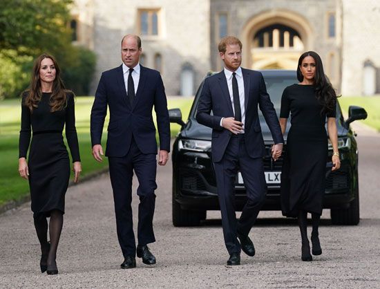 Princess Catherine, Prince William, Prince Harry, and Meghan, duchess of Sussex