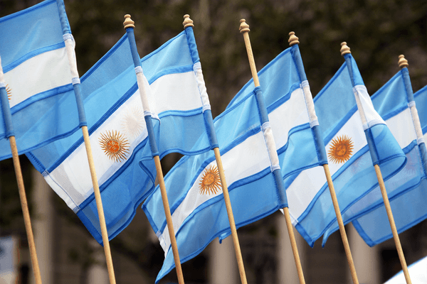 Small Argentinian flags on the street as a souvenirs.