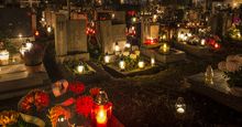 All Saints Day. All Souls Day. Candles in cemetery in Poland on All Saints Day, November 1. All Souls Day, November 2. Christian church, All Hallows, Solemnity of All Saints, Feast of All Saints, purgatory, Roman Catholic church