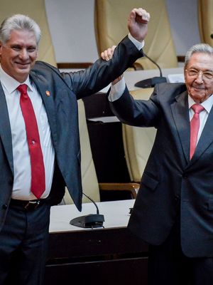 Miguel Díaz-Canel and Raúl Castro