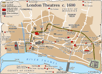 Map of London's theaters c. 1600