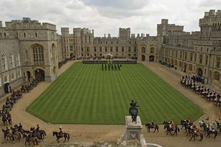 The inner courtyard of the upper ward, facing the private apartments, at Windsor Castle, Berkshire, Eng.