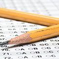 Broken pencil on a standardized test. (testing, education, exam, SAT test)