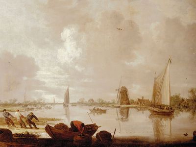 Goyen, Jan van: River Landscape with Fishermen