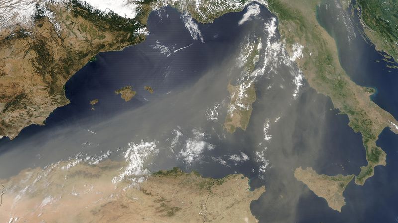 How does desert dust from the Sahara affect global climate?