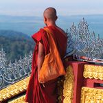 Monk at Kyaiktiyo (Golden Rock) pagoda