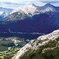 Banff National Park. Aerial view of Lake Louise in Banff National Park, Alberta, Canada. Aerial perspective.