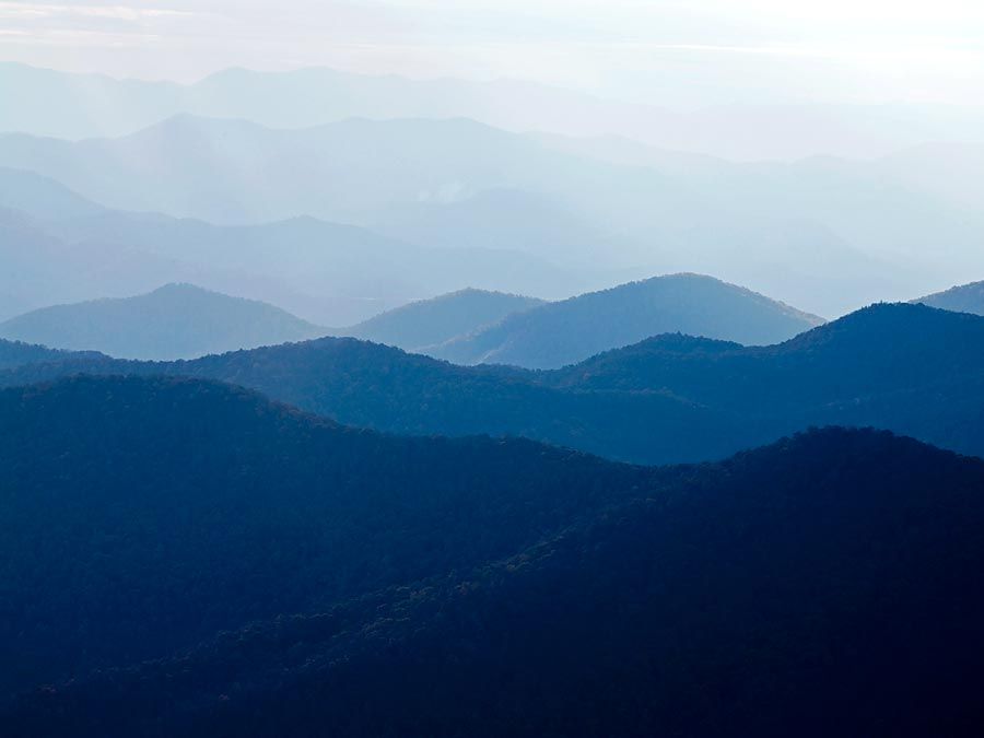 Blue Ridge Mountains. Blue Ridge Parkway. Autumn in the Appalachian Mountains in North Carolina, United States. Appalachian Highlands, Ridge and Valley, The Appalachian Mountain system