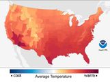 Average temperature in the United States during August 2016, weather