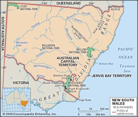 Physical features of New South Wales.