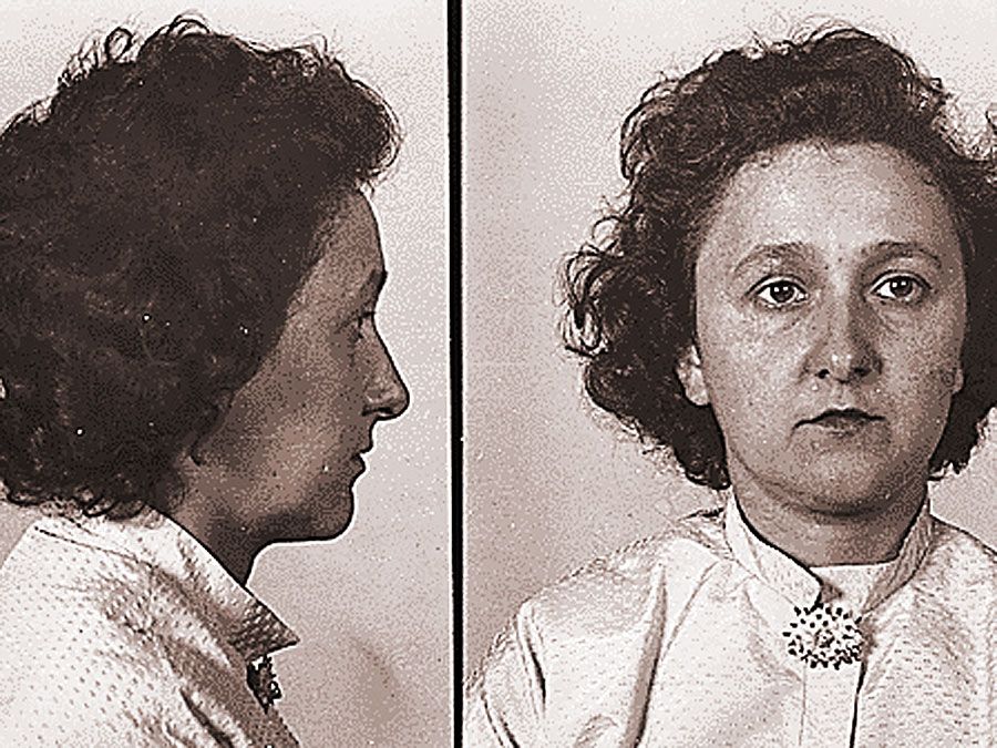 Ethel Rosenberg arrested in August 1950. Photograph dated Aug. 8, 1950. American civilians executed for espionage. Spies, communists, Julius Rosenberg